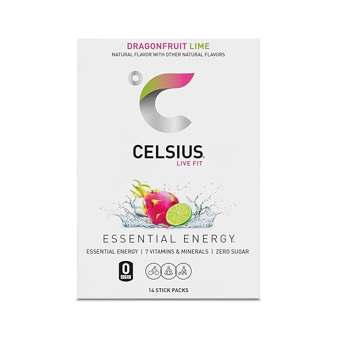 CELSIUS® On-The-Go Powder Sticks Dragonfruit Lime, Essential Energy 2.8 Oz
