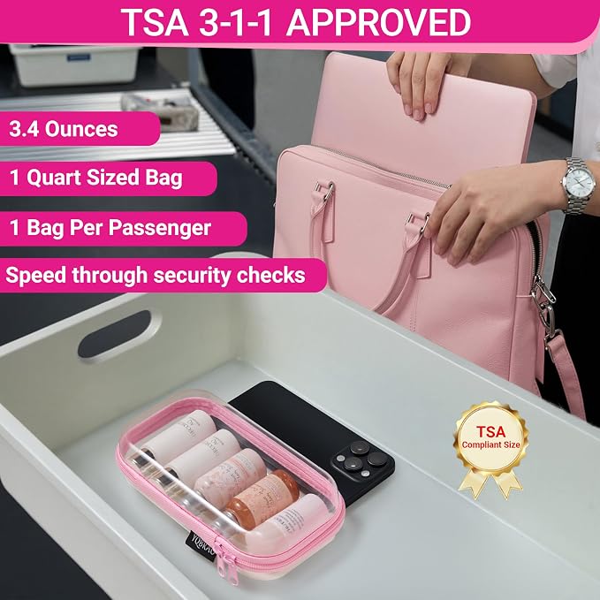 YQBRAO 3-Pack Large Clear Hard Shell Zipper Case, 1.2mm Ultra-Thick Rigid Toy & Closet Organizer, Heavy-Duty Diaper Bag Pouch Set with YKK Zippers, Waterproof Travel Storage (Pink)