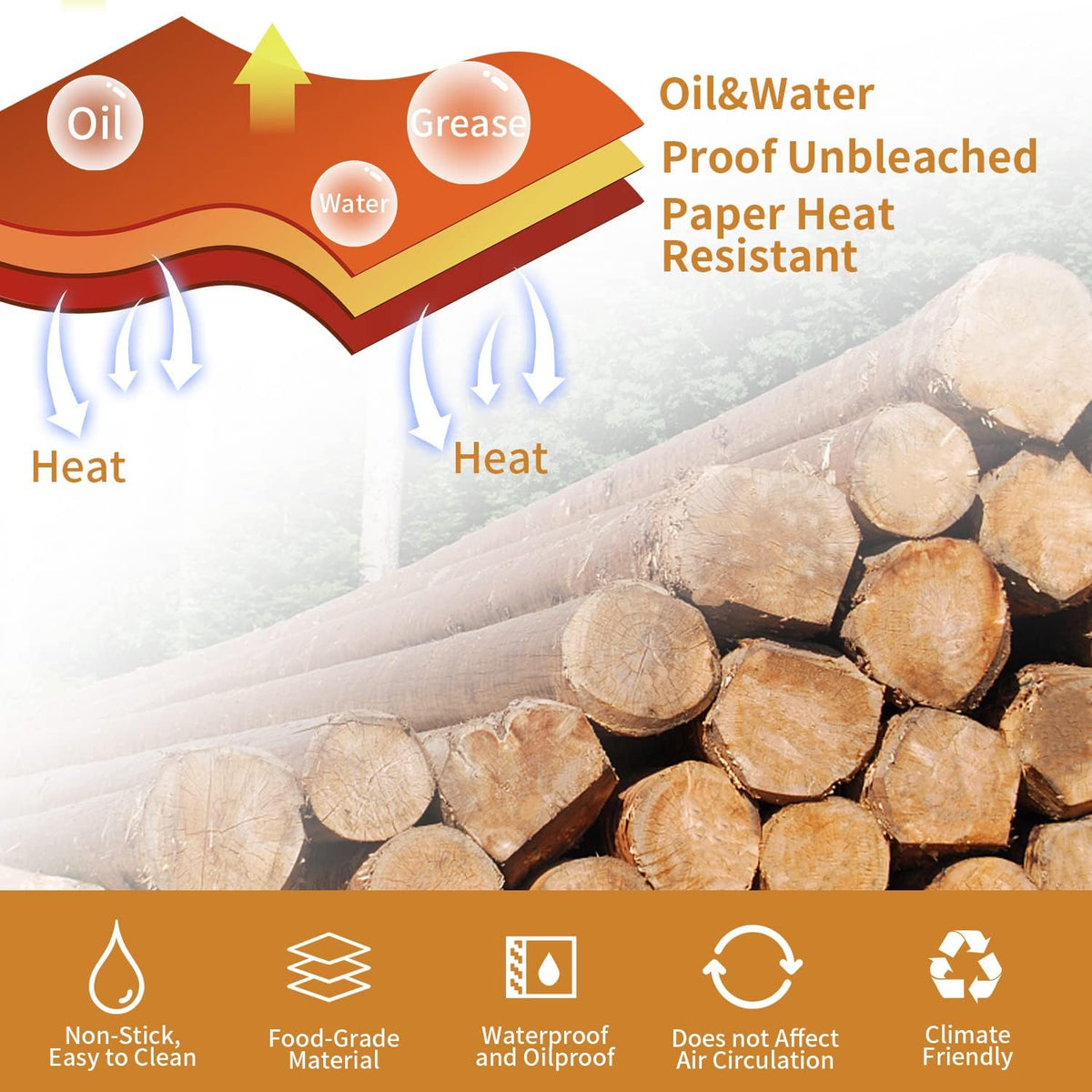 Air Fryer Disposable Paper Liner, 100PCS Food Grade Parchment Liners for Ninja DZ201,Ninja Foodi Dual Air Fryer Accessories Baking Paper (9 * 6, Natural)