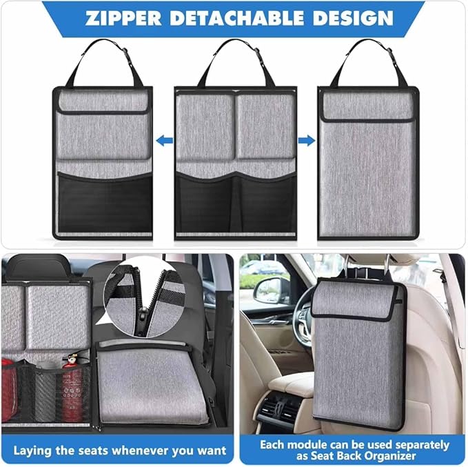 Car Organiser Storage Bag for BMW 4 Serise Gran Coupé F36 2014-2023, Space Saving Backseat Hanging Super Capacity Vehicle Trunk Bag Accessories,Grey