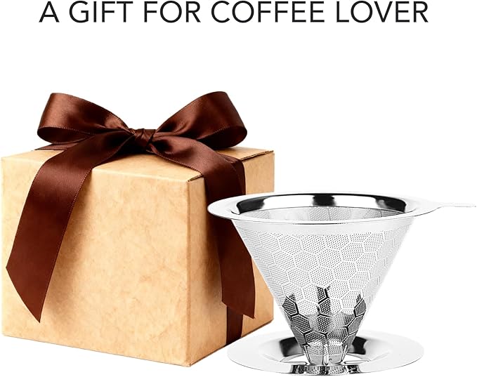 Pour over Coffee Maker, Reusable Metal Coffee Filter, Single Cup Pour over, Stainless Steel