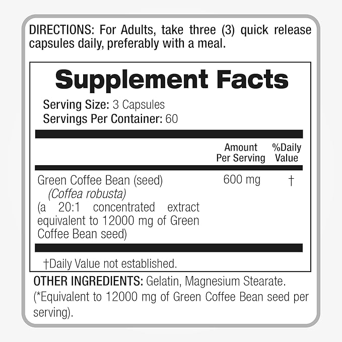 FITO MEDIC'S Lab | Green Coffee Bean Extract | Green Coffee Beans | 180 Capsules