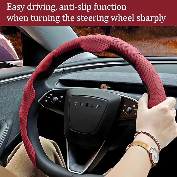 Car Steering Wheel Cover, Nappa Leather 15 Inch Snap-On 3PCS Set Vehicle Steer Wheel Wrap Protector, Non-Slip Automotive Interior Protection Accessories, Universal Fit (Gray)