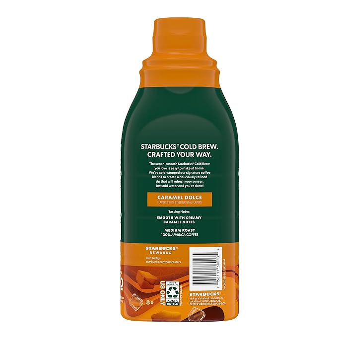 Starbucks Cold Brew Coffee Concentrate, Caramel Dolce Flavored Iced Coffee, 32 fl oz