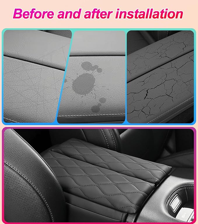 Egreat Center Console Armrest Cover for Mercedes Benz GLC X254 350e 300 2023-2025, C Class C300 2022-2025, Leather Armrest Console Cover with Side Storage Pockets