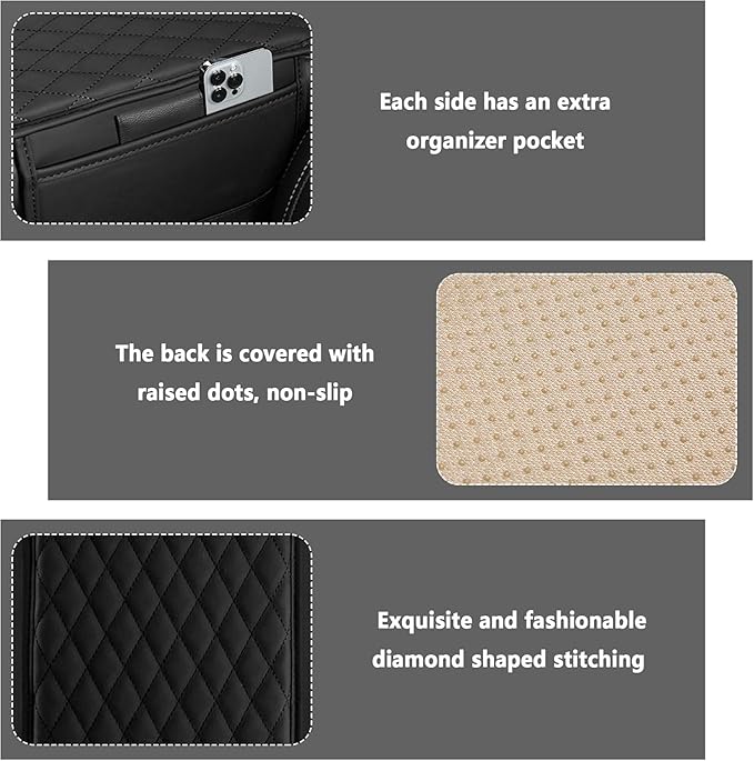 Auto Center Console Cover for Toyota Grand Highlander 2024 2025 2026, Leather Waterproof Armrest Seat Box Cover Multifunctional Armrest Cushion Scratch