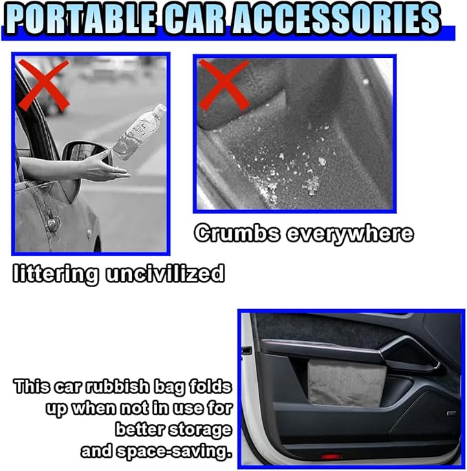 Open-Top Car Trash Can- Waterproof Leakproof Hanging Car Trash Bag Auto Garbage Can for Back Seat Organizer- Large Capacity Storage Bag Auto Garbage Bin Multipurpose for Cars SUV Truck (2PCS)