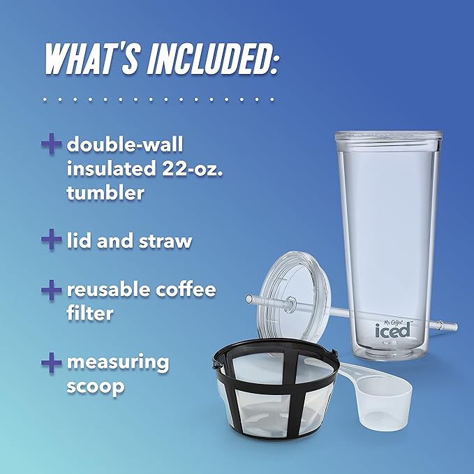 Mr. Coffee Iced Coffee Maker, Single Serve Machine with 22-Ounce Tumbler and Reusable Coffee Filter, Black