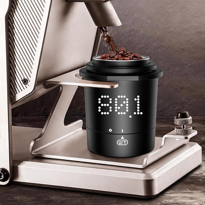 Mik-Nana Dosing Cup Scale with LED Display - Sleek Precision Digital Espresso Coffee Grounds Scale | Must-Have Home Barista Brewing Accessory & Ideal Gift for Coffee Lovers (Black)