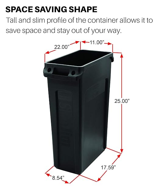 Rubbermaid Commercial Products Slim Jim Trash/Garbage Can with Venting Channels, 16-Gallon, Brown, for Kitchen/Office/Workspace