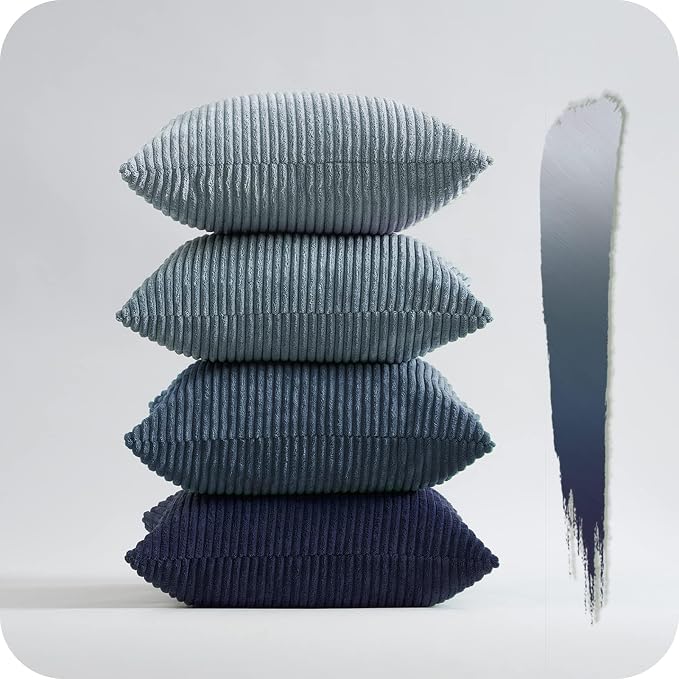 Topfinel Decorative Throw Pillow Covers Cushion Cases, Set of 4 Soft Velvet Modern Double-Sided Designs, Mix and Match for Home Decor, Pillow Inserts Not Included (12x12 inch, Blue)