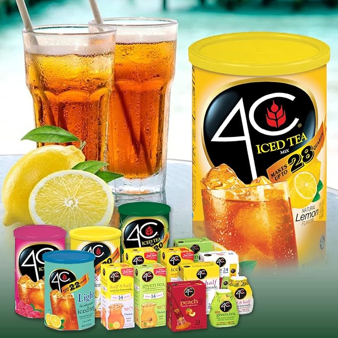 4C Powder Drink Mix Packets, Iced Tea Variety 6 Pack, 24 Count, Singles Stix On the Go, Refreshing Sugar Free Water Flavorings