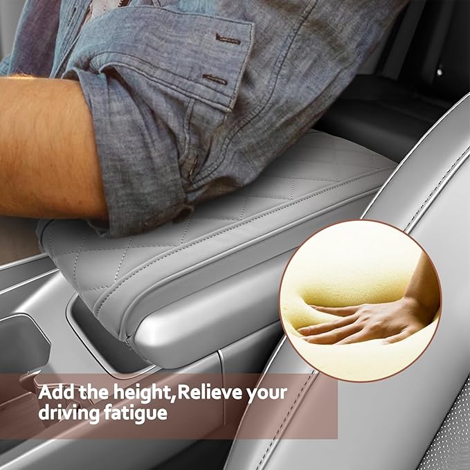 SKTU 2024 2025 2026 Santa Fe Center Console Cover Compatible with 2024-2026 Hyundai Santa Fe Armrest Cover Hyundai Santa Fe 2024 2025 2026 Accessories Santa Fe Hybrid Center Console Cushion (Beige)