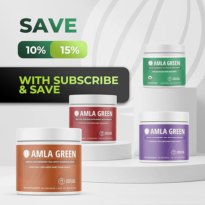 Amla Powder & Green Tea Superfood Supplement with Hibiscus, 20x Ultra Concentrated Amla, Antioxidant Support, Made with Oolong Tea and Indian Gooseberries, Organic, Vegan, Hibiscus, 30 Servings