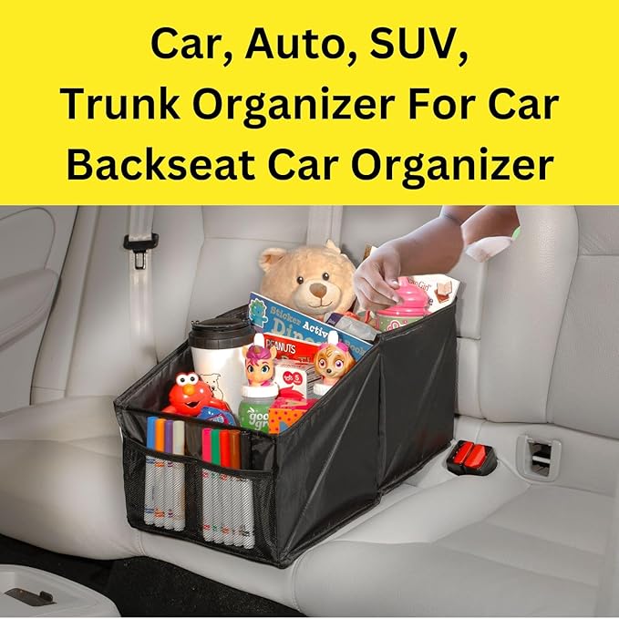 Pennzoil Back Seat Car Organizer Trunk Organizer For Car Accessories for Women and Men - Accessories For Your Car, SUV, Minivans - Bins And Storage Pockets For Grocery Shoppers, Parents & Pet Owners