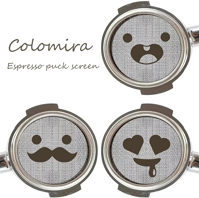51mm Espresso Puck Screen 3-Pack, Lower Shower Screen, Metal Coffee Reusable Filter for Espresso Portafilter Basket, 1.7 Thickness - 316 Stainless Steel(Cute Face)