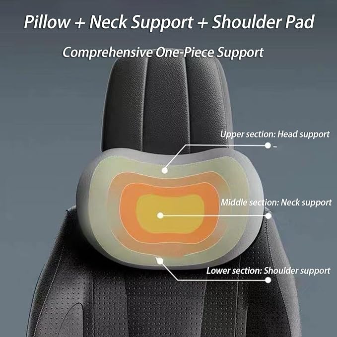 Car Lumbar Support Pillow and Car Neck Pillow Kit for Lexus RC 2015-2020 2021 2022 2023 2024 2025 2026, Car Seat Neck Back Rest Pillows, Ergonomic Car Seat Headrest & Lumbar Cushion,A Black