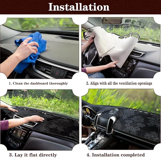 Dashboard Cover for Buick Verano 2017-2021,Anti-Glare Sun Shield,Non-Slip Custom Fit Dash Mat,Interior Protector,Flannel
