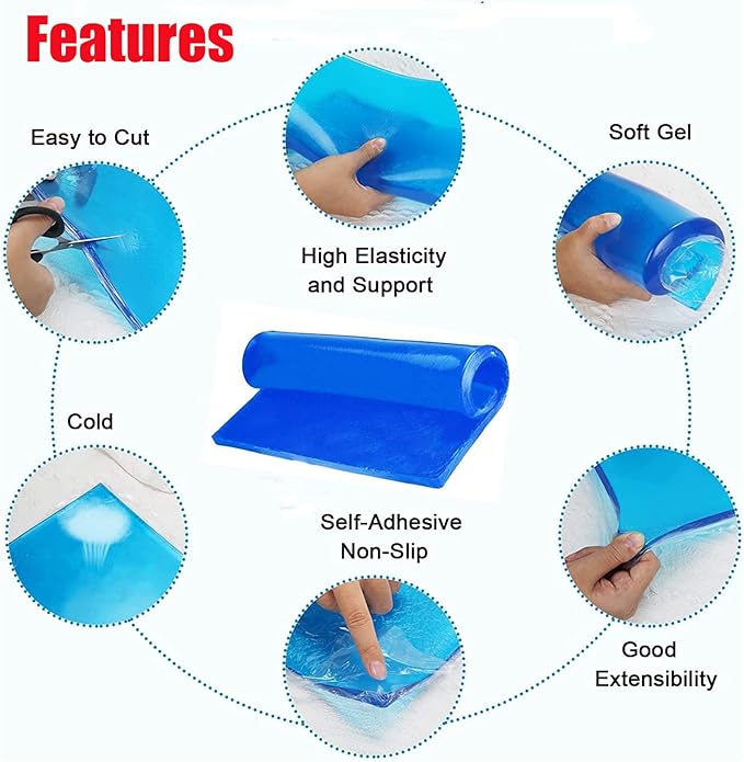 Motorcycle Seat Gel Pad Car Driver Seat Cushion Shock Absorption Mats Reduce Fatigue Comfortable Soft Cooling Gel Pad Cool DIY Pad Office Chair Seat Cushion Motorcycle Seat Foam(48 x 35 x 1cm)