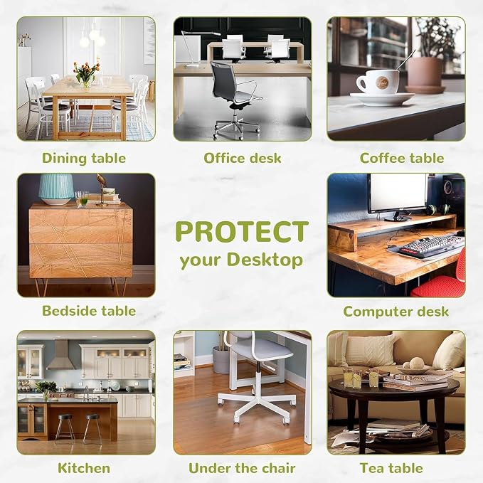 44 x 104 Inch Clear Table Cover Protector, Clear Table Protector for Dining Room Table, 1.5mm Plastic Table Cover, Waterproof Table Pad for Kitchen, Office
