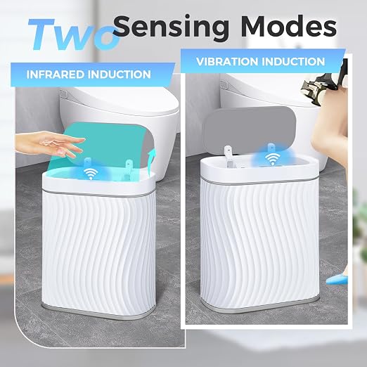 steo spce Automatic Motion Sensor Bathroom Small Trash Can with Lid, 2.6 Gallon Touchless Slim Garbage Can, Smart Waterproof Trash Bin for Bedroom, Restroom, Living Room, Office