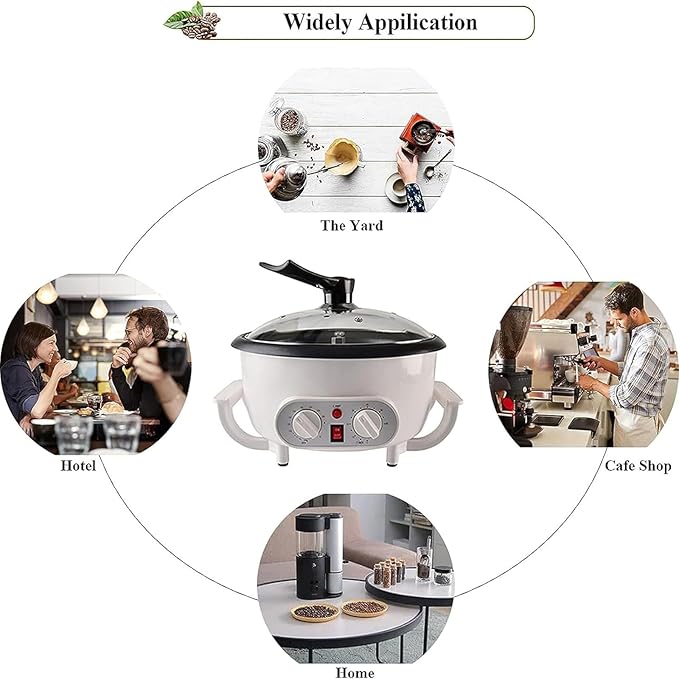 ERICAT Home Coffee Roaster, 800 W Upgrade Coffee Roaster Machine with Clear Glass Cover, 0-240℃ Adjustable Temperature and 750g Coffee Capacity, 60 Minute Intelligent Timeing, for Home and Kitchen