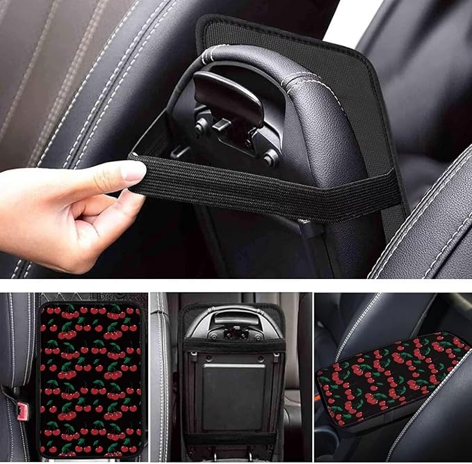 Horeset Cherry Center Console Armrest Cover for Men Women, Anti-Scratch Car Arm Rest Cover Pad Accessories Interior Decor
