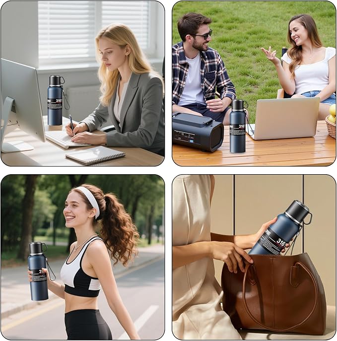 Double wall vacuum Leakproof stainless steel wide mouth insulated water bottle;tea tumbler with tea strainer infuser basket,cup and lid; travel coffee thermoses hot drinks;portable cold thermal flask