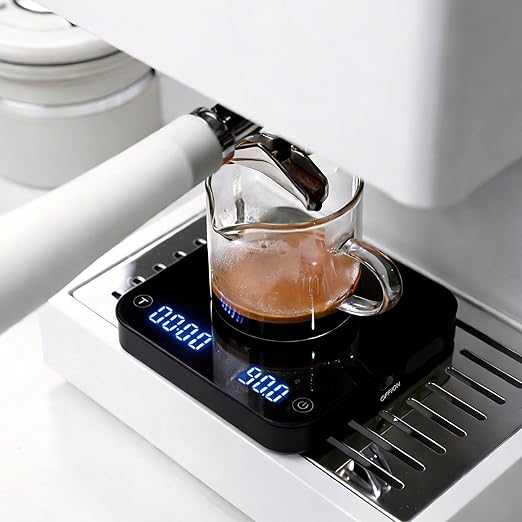 ShanSon Mini Coffee Scale with Timer,0.1g High Precision Espresso Scale,2kg/0.1g Digital Kitchen Scale with Flow Rate,USB-C Rechargeable,Waterproof Surface,Auto Timer for Pour Over & Espresso,Black