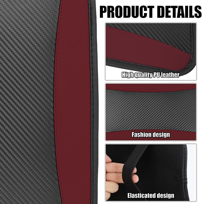 Hovom Car Center Console Cover, 12.72"×7.15" Leather Armrest Cover for Cars, Stylish Auto Armrest Cushion Pad, Anti-Scratch Vehicle Arm Rest Protector, Universal Interior Car Accessories (Wine Red)