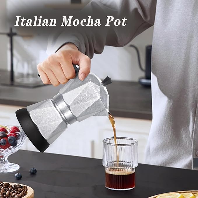Single Serve Coffee Maker for K Cup & Ground Coffee, Electric Espresso Coffee Maker, Portable Cafeteras Electricas Modernas, Electric Moka Pot with Detachable Base & Overheat Protection (150ml)