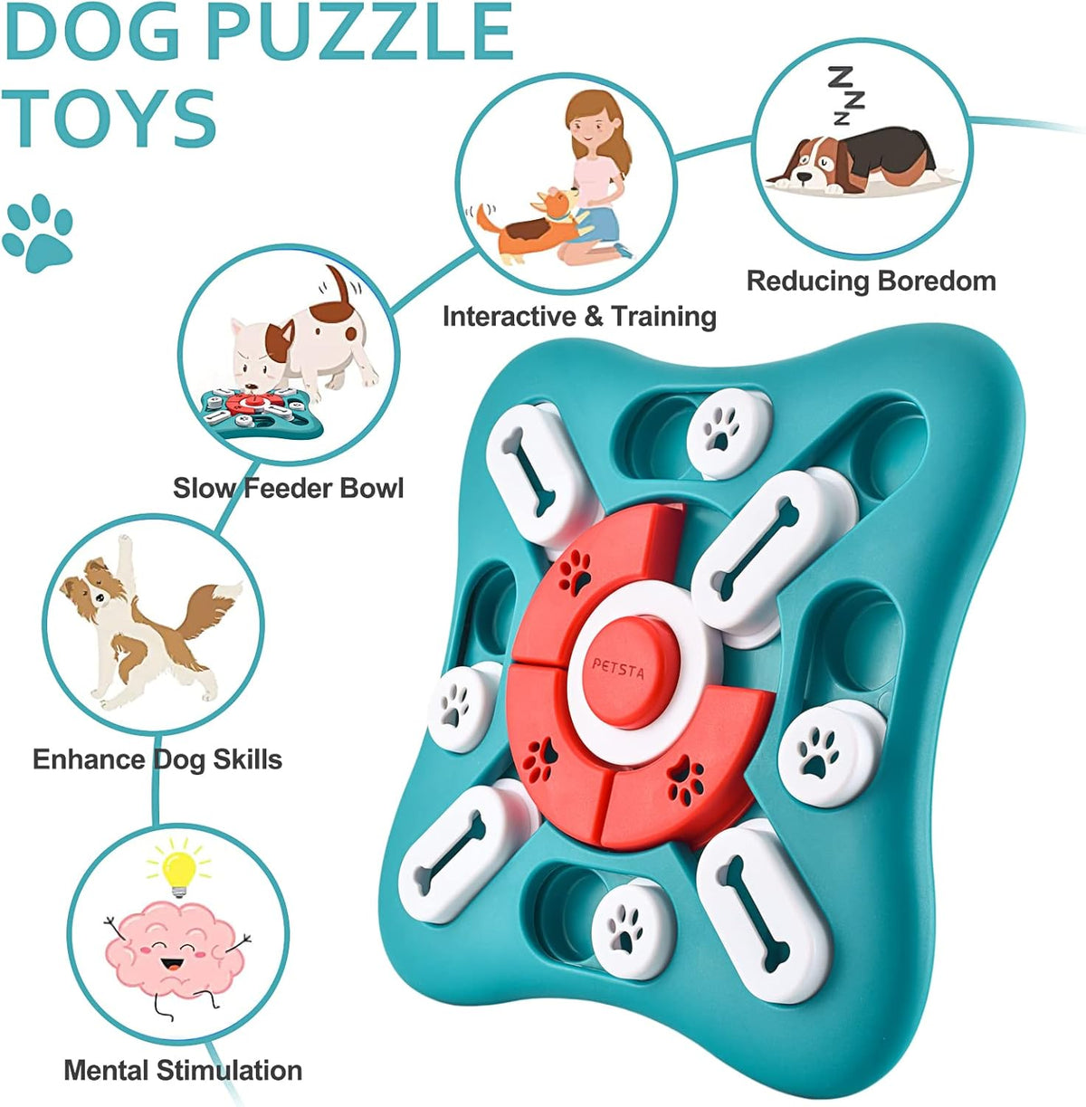 Dog Puzzle Toys - Interactive, Mentally Stimulating Toys for IQ Training & Brain Stimulation - Gift for Puppies, Cats, Dogs