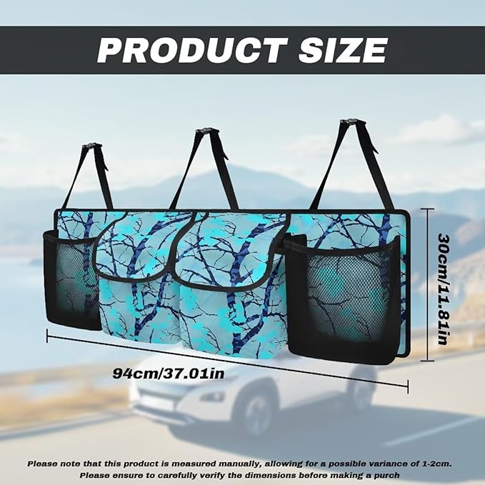 Car Trunk Organizer,Blue Tree Branch Camouflage Large Backseat Trunk Organizer,Collapsible Car Storage Bag,Auto Backseat Storage Bag Decoration for SUV/MPV/Truck