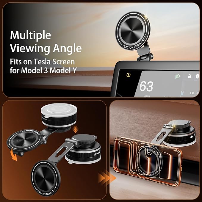 Upgraded Vacuum Magnetic Phone Holder for Car, Nano Gel Suction Cup Phone Mount for MagSafe, 108LBS Strong Suction & 3000GF Magnet, Adjustable Zinc Alloy Arm Car Mount for iPhone 17/16/15Pro Max