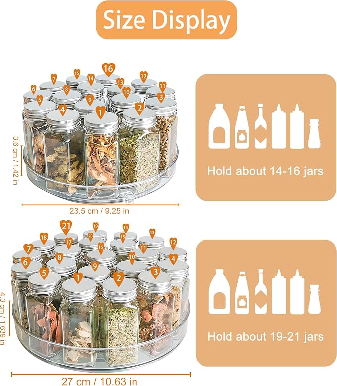 Clear Lazy-Susan Turntable Cabinet-Organizer – 2-Pack 11-Inch Lazy Susan Spice Rack Storage for Fridge Refrigerator Pantry