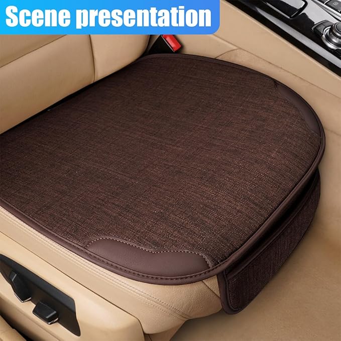 YoRise Car Seat Cover, Universal Cool Auto Front Seat Cushion Protector with Storage Pocket & Non Slip Bottom, Comfortable Breathable Vehicle Driver Seats Pad for SUVs, Trucks, Sedans (Coffee)