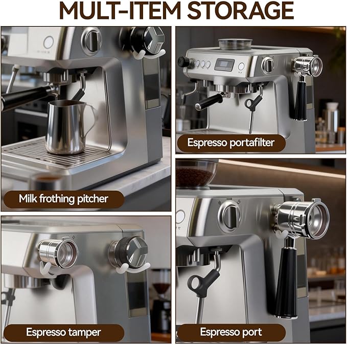 2 Pack Stainless Steel Magnetic Portafilter Holder, Universal Espresso Stand with Adhesive Patch - Compatible with Breville, Ninja Luxe Cafe, Rancilio & 51/53/58mm Portafilters