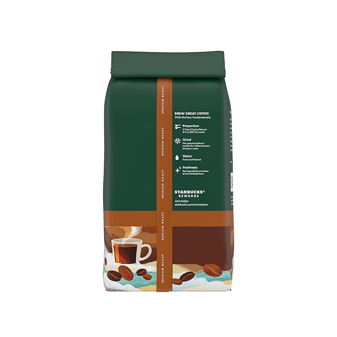 Starbucks Ground Coffee, Medium Roast Hot or Iced Coffee, Breakfast Blend, 28 oz