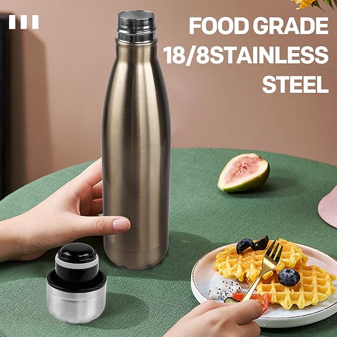 Sfee Insulated Water Bottle, 17 oz Stainless Steel Water Bottles, Double Wall Vacuum Reusable Water Bottles Leak Proof BPA-FREE Sports Bottle Cup Keep Hot&Cold for Running Gym Workout Cycling Kids