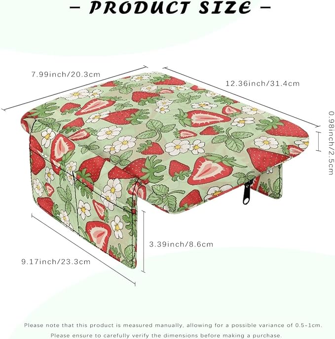 Dreaweet Strawberry Car Accessories for Women Center Console Cover Thick Console Console Armrest Pad Universal Arm Rest Cover for Car SUV Truck Sedan Armrest Storage Box Cover Pad,Green