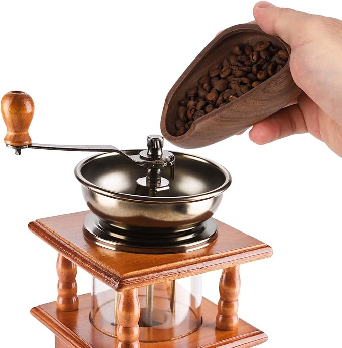 Coffee Bean Dosing Cup and Spray Bottle Set, Walnut Wood Bean Measuring Tray Espresso Accessories Tools Kit with RDT Static Reduction Spray Spritzer for Coffee Lovers Gift