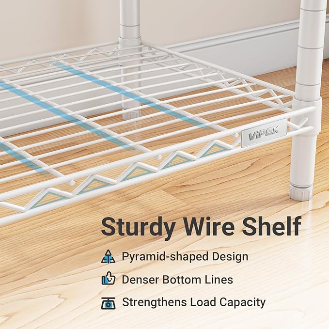 VIPEK X1 Expandable Clothing Rack Heavy Duty Adjustable from 2' to 3'5" with Flexible Shelves and Hanger Rods Metal Garment Portable Closet Rack for Hanging Clothes, White