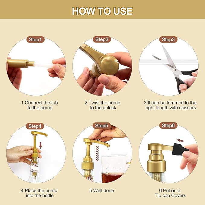 2 Golden Syrup Pump Heads, Exclusively Compatible with Glass 750 ml (25.4 fl oz) Bottles (2-Pack), Featuring Pointed Cap