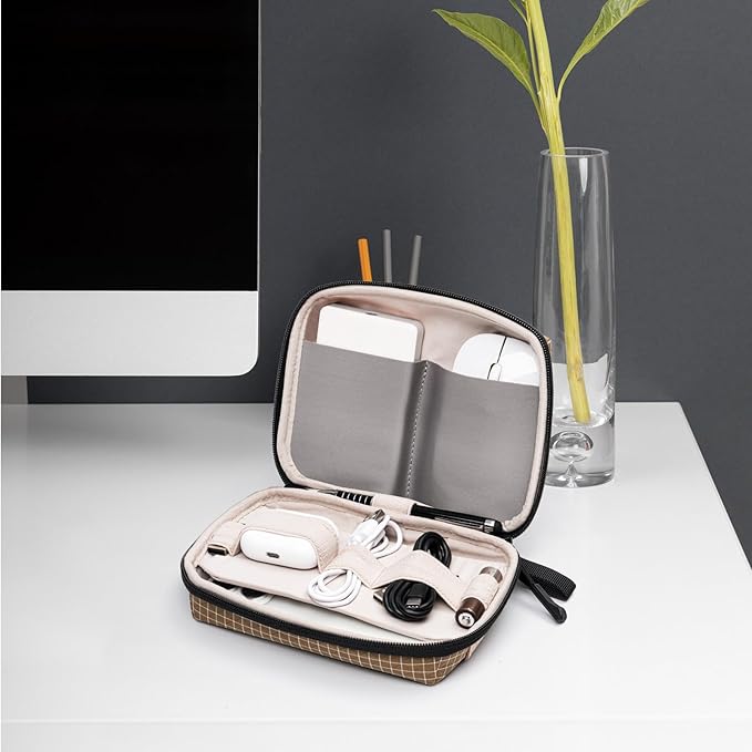 SIMTOP Electronics Organizer Cord Organizer Travel, Small Tech Bag for Cords, Chargers, Power Bank, Earbuds – Portable Cable Pouch for Office, Business Trip, Commute – Water & Scratch-Resistant