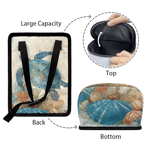 Car Accessories Back Seat Multipurpose Cars Trash Can with Lid, Leak Proof Waterproof Hanging Cars Garbage Can for Road Trip Travel, Turtle Starfish Print