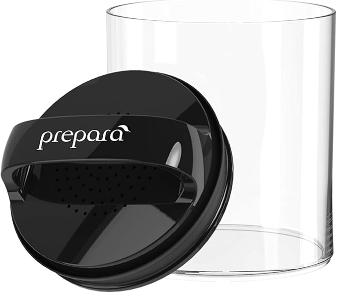 Prepara Evak Fresh Saver, Medium-Short Airless Canister with Black handle, 1.1 Quart, Clear (Pack of 2)