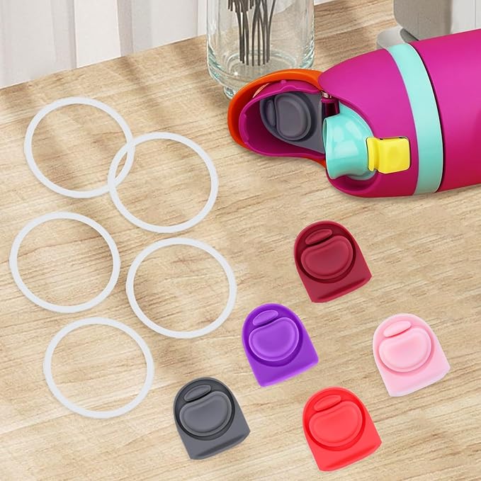 5 Sets Replacement Seal Gasket Stoppers for Owala Freesip 16oz 32oz Cap Mouth,Silicone O Sealing Ring Parts Water Bottle Top Lid Accessories for Owala Freesip 16/19/24/32/40oz(5 colors 2