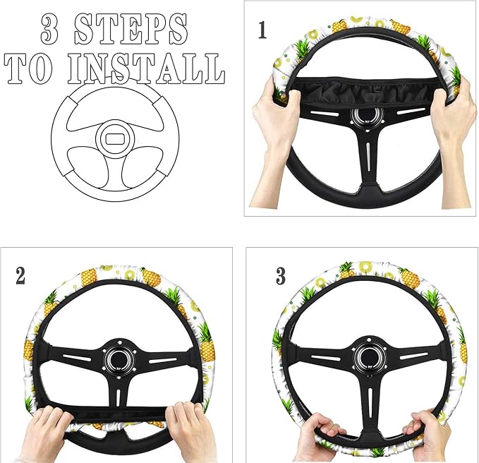 Steering Wheel Cover Hippo for Men Women Cute Steering Wheel Covers Soft Car Wheel Wrap Cloth Universal Car Steering Wheel Covers 15 inch