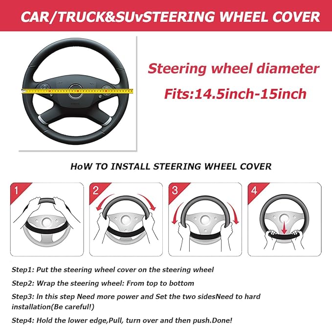 Mandark Car Steering Wheel Cover, Suede Sport Vehicle Steer Wheel Protector Fitting 15 Inch, Non-Slip Comfortable Automotive Interior Decoration Accessories, Universal for Most Cars (Blue)