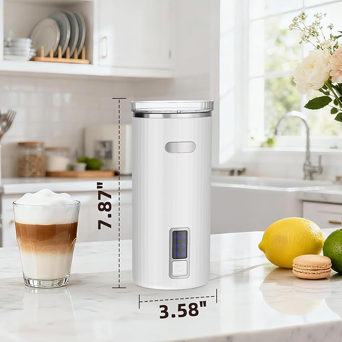 Milk Frother, 6-in-1 Electric Milk Steamer, 8.5oz/250ml Automatic Warm and Cold Foam Maker and Milk Warmer for Latte, Cappuccinos, Macchiato, From the Makers of Instant 400W, White
